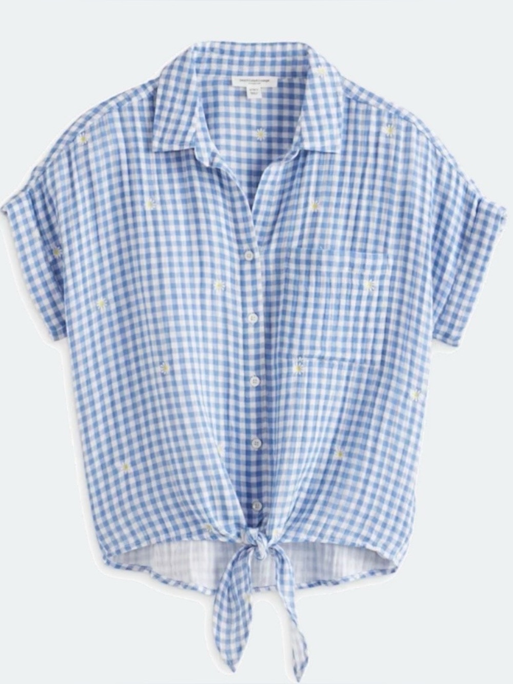 Beach Lunch Lounge Rosie Tie Front Collared Daisy Button Down Shirt NWT Size XS